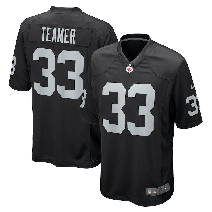 Men Oakland Raiders #33 Roderic Teamer Nike Black Game NFL Jersey